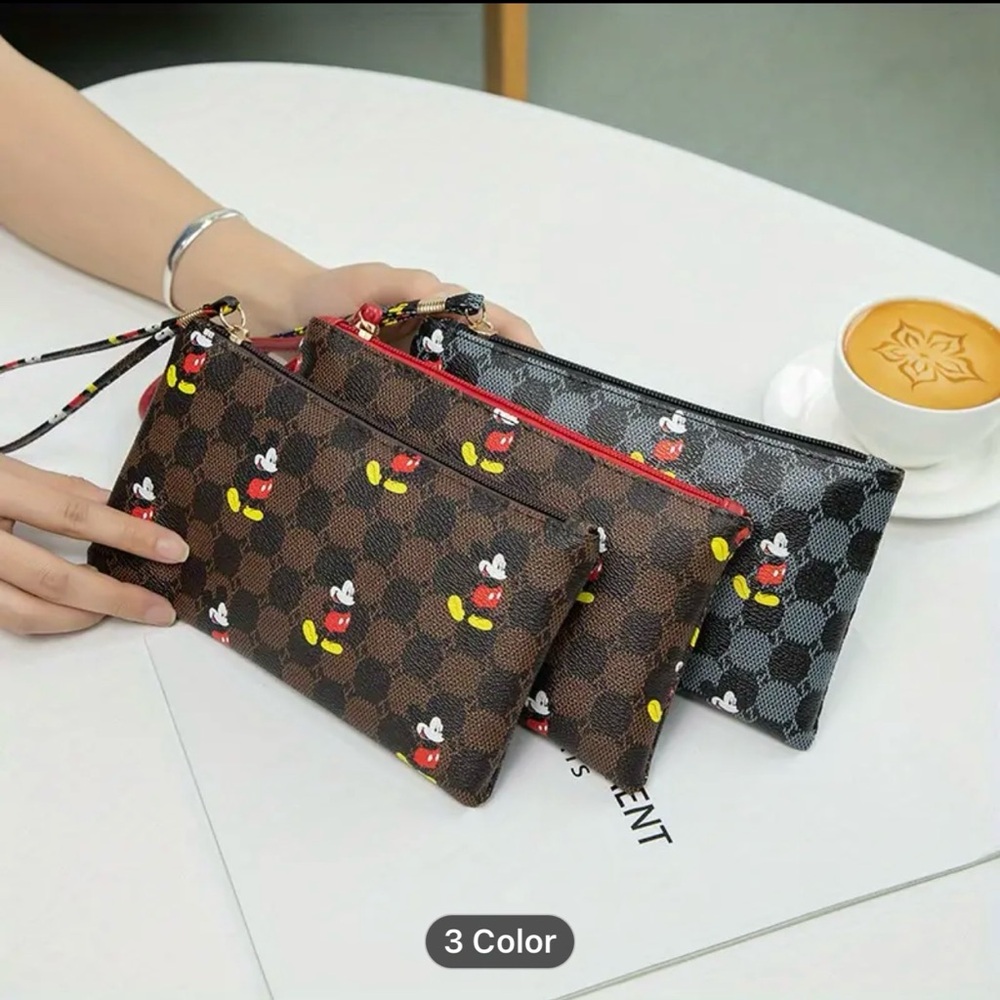 Mickey Mouse Patterned Clutch (Black) - image 1